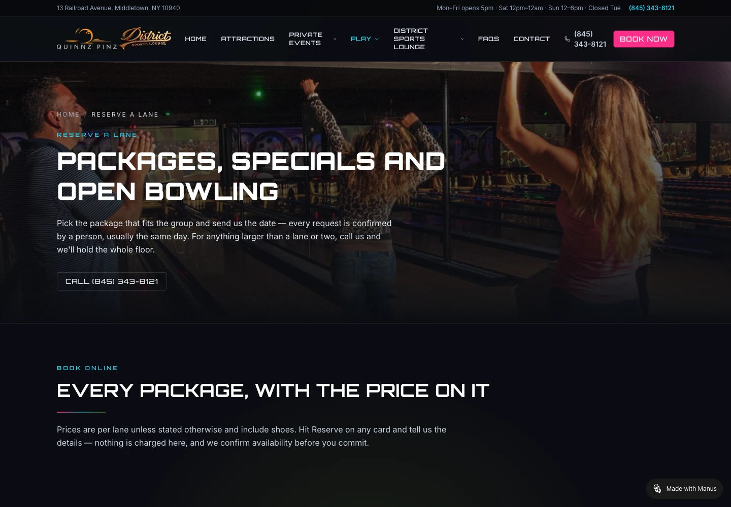 Separate booking proposal with venue photography, packages and an explanation that requests are confirmed by a person