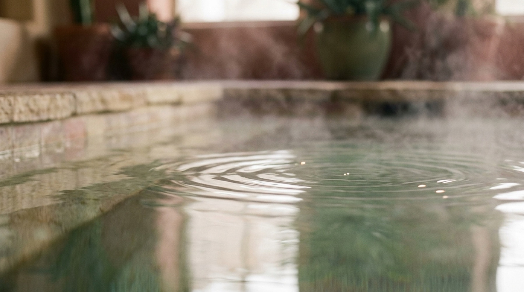 Light on the surface of warm water